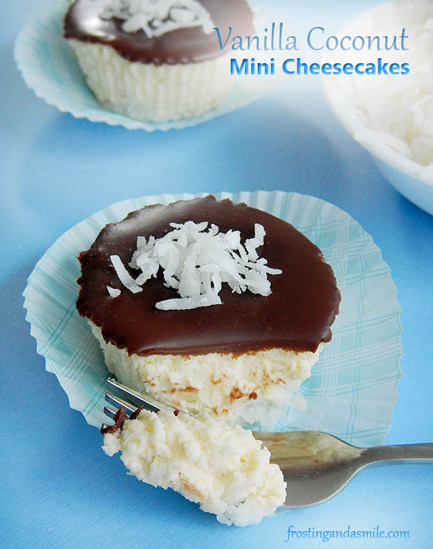Coconut Vanilla Mini Cheesecakes