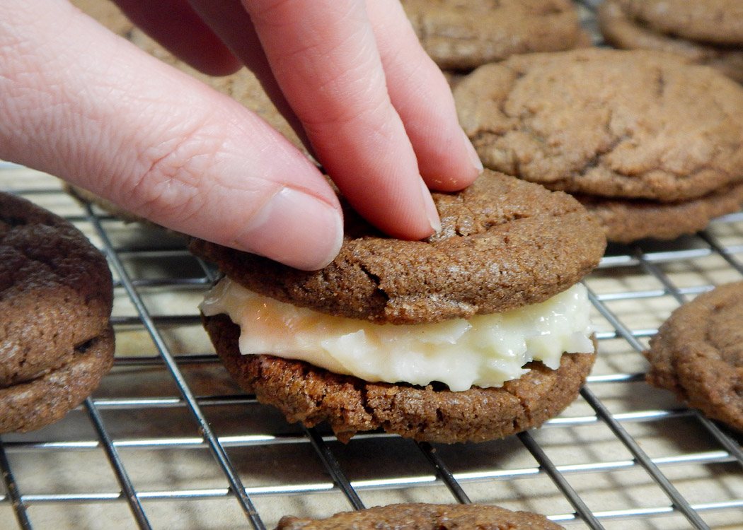Chewy Chocolate Cookies with Coconut Candy Filling