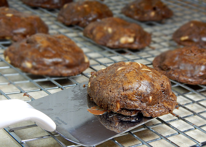 Double Chocolate Peanut Butter Cookies on Wire Rack