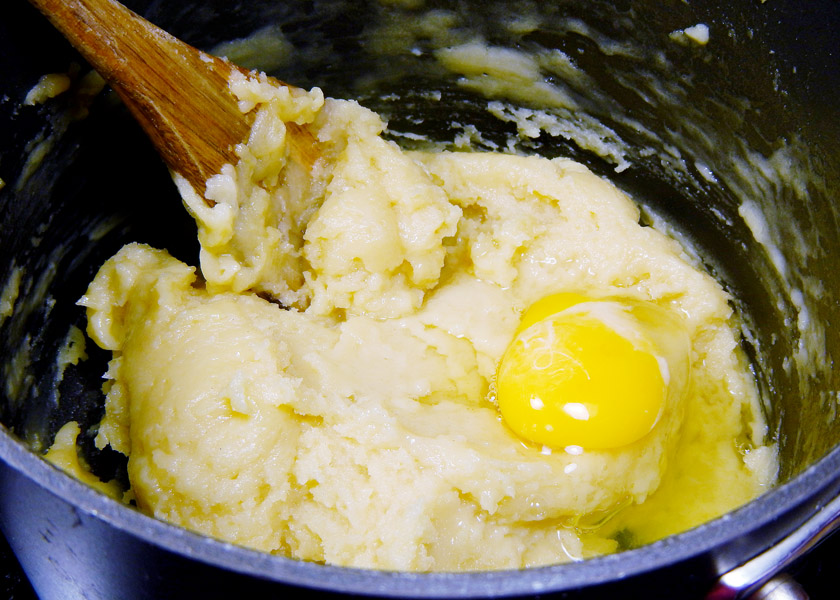 Beating Eggs into Pate a Choux Dough