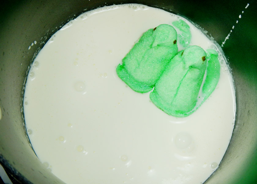 Two Green Peeps in Heavy Cream