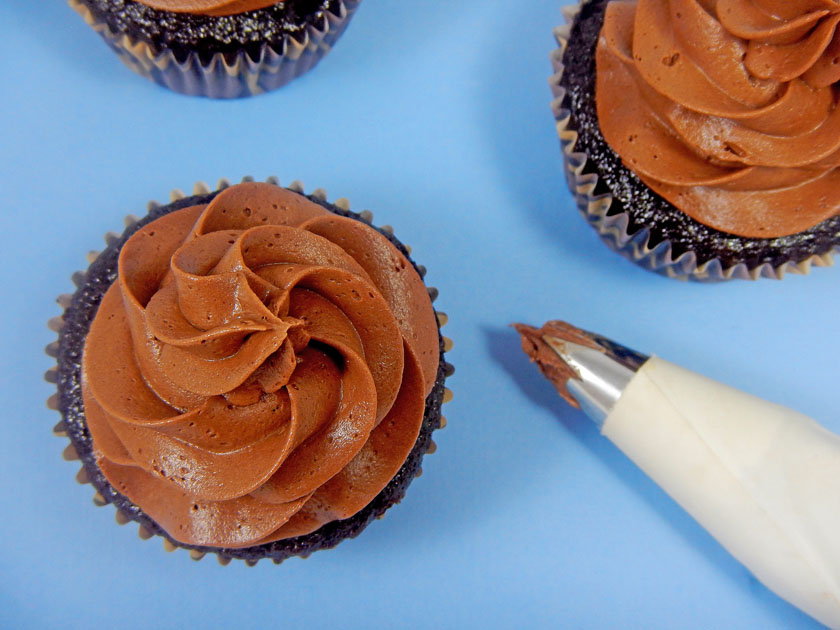 Chocolate Frosting on Cupcakes