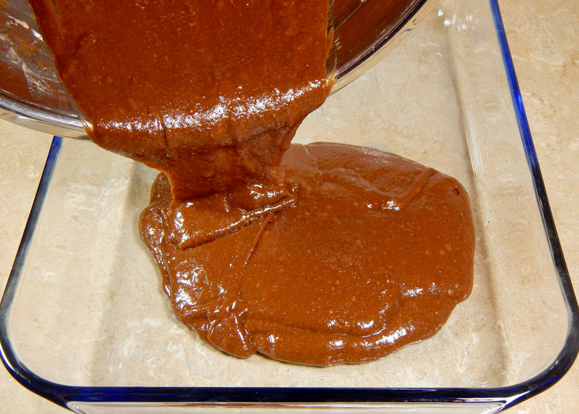 Pouring Brownie Mix Into Pan