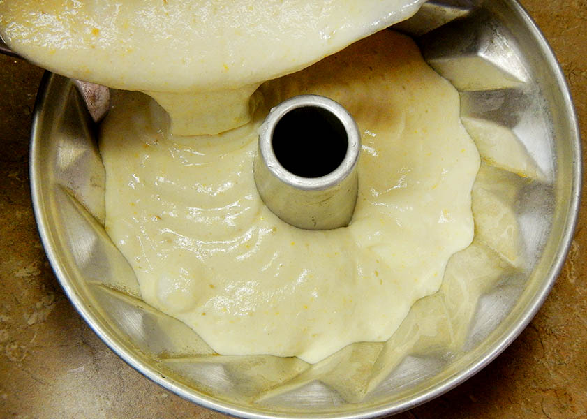 Pouring Chiffon Cake Batter Into Tube Pan