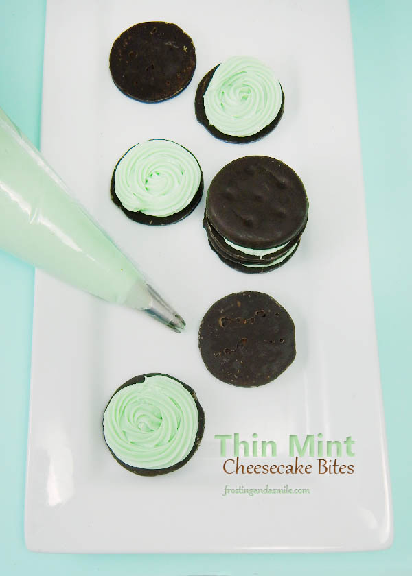 Thin Mint Cookie Cheesecake Sandwiches