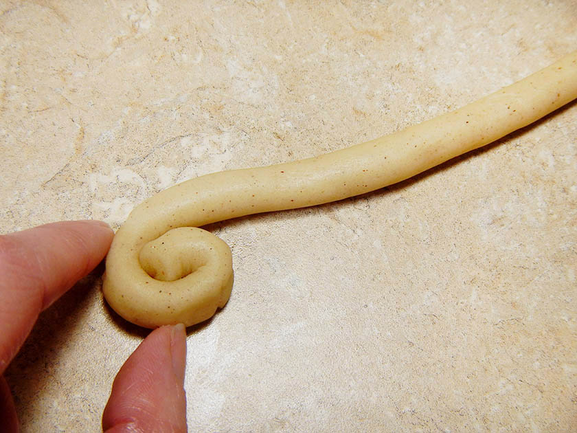 Twisting Shortbread Dough Into Cinnamon Bun Shapes