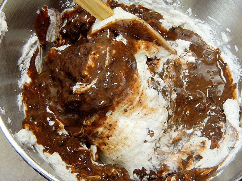 Folding Ingredients for Thin Mint Ice Cream