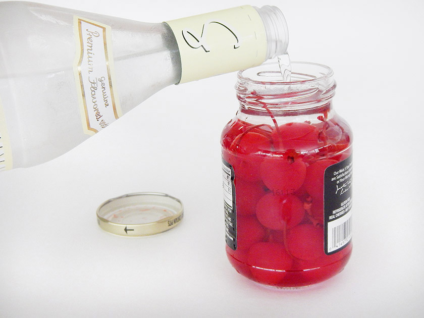 Maraschino cherries soaked in alcohol