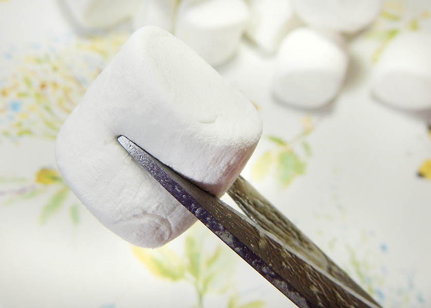 Cutting a Marshmallow For S'more Cookies