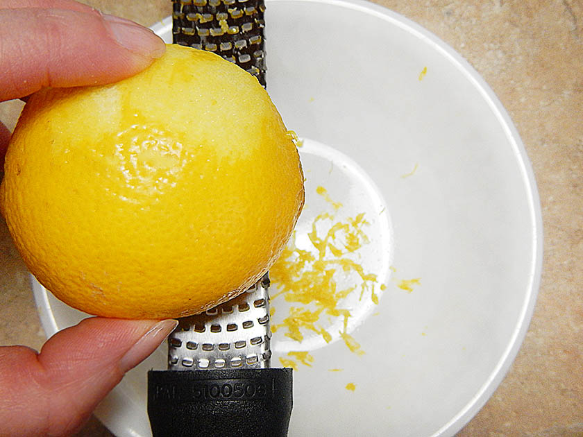 Zest a lemon for pastry cream